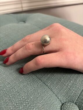Silver Ball Statement Ring - Classic Silver Dome Design